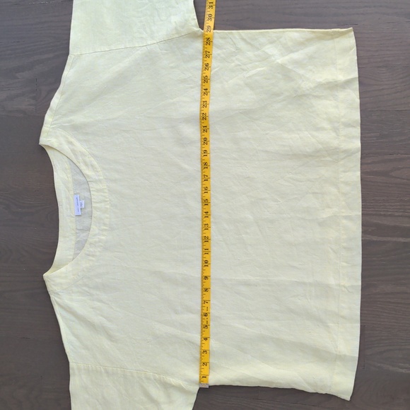 J. JILL PURE JILL | 100% Linen Top Short Sleeves Crew Neck, Yellow, Womens L - Picture 9 of 11